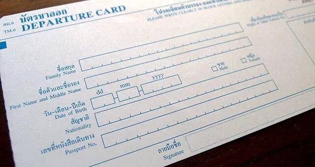 TM6 Departure Card Thailand