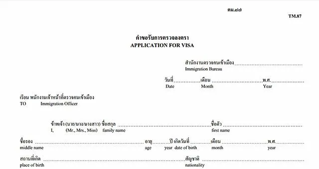 TM87 Application For Visa